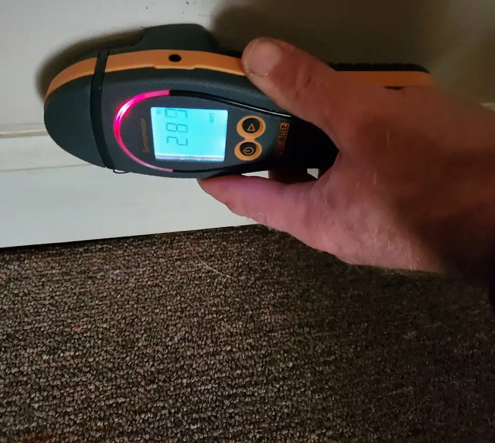 Moisture detection at baseboard during Burst Pipe Cleanup in Etowah